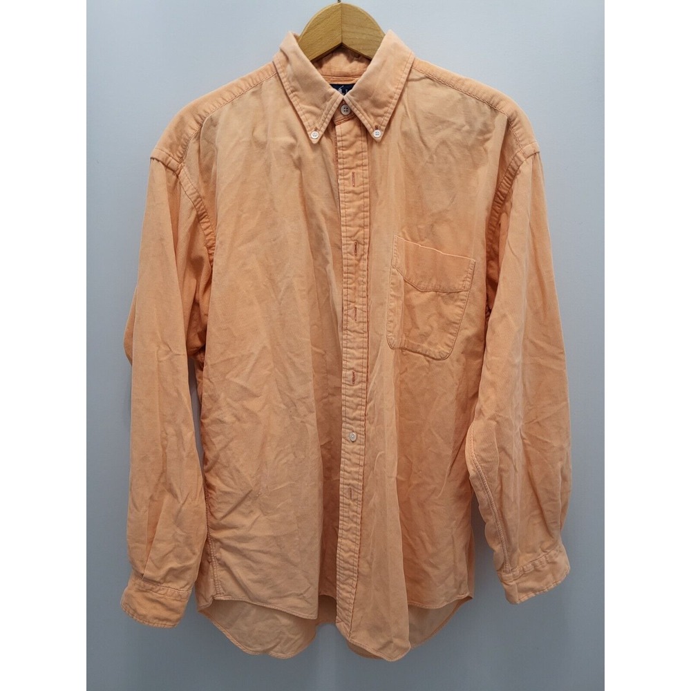 Ralph Lauren Blake Shirt Mens L Orange Corduroy 100% Cotton Chest Pocket Vintage